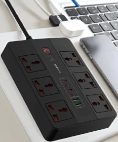 موزع الطاقة متعدد المنافذ من بورودو – 4 منافذ USB-C و 2 USB-A مجموعة المكتب والمنزل المتكاملة (3 متر)