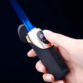 ولاعة إلكترونية بشاشة لمس قابلة للشحن USB – بثلاث شعلات نفاثة مقاومة للرياح