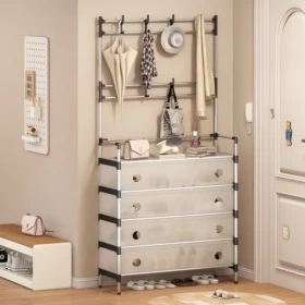 5-Tier Metal Shoe Shelf with Hooks – Space