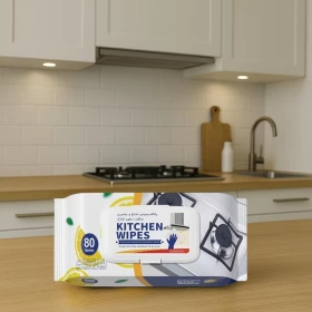مناديل تنظيف المطبخ المعطرة برائحة الليمون (80 قطعة)
