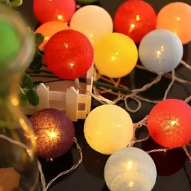 عقد لمبات كرات ملونه LED تحتوي على 12 كرات مضيئة الطول 3 متر