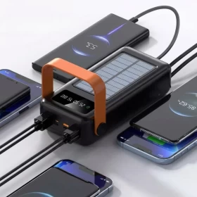 شاحن طاقة شمسي مينيسيل مع إضاءة و 4 كابلات ☀️🔋