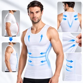 تشيرت رجالي ضاغط بقصة ضيقة (Slim Fit)  ابيض - XL