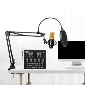 Microphone Bundle with Live Sound Card For Studio Recording & Broadcasting