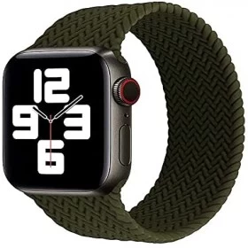 Braided Solo Loop Silicone Watchband For Apple watch- Green