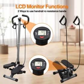 جهاز صعود الدرج الرياضي مع أربطة مقاومة وشاشة LCD – يتحمل حتى 150 كجم