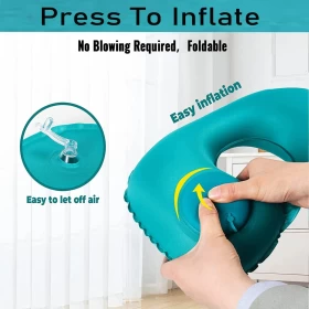 وسادة هوائية للرقبة قابلة للنفخ على شكل حرف U